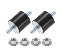 sourcing map 2Pcs M8 x 23mm Rubber Mounts, 40 x 40mm Cylindrical Anti Vibration Isolator Studs Shock Absorber Double Studs with Nuts for Car Bobbin Generator Air Compressors