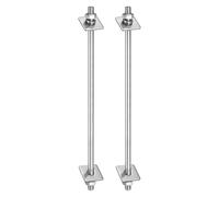 sourcing map 2Pcs M8x220mm 304 Stainless Steel Double End Threaded Stud Screw Bolt with Nuts, Square Flat Washers & Spring Washers for House Maintenance, Silver Tone