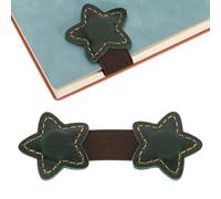 sourcing map 2pcs Magnetic Bookmarks, Star Shape Leather Magnetic Bookmark Double-Sided Magnetic Retro Bookmark Text Book Marker Clip for Book Lovers Teacher, Green
