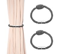 sourcing map 2Pcs Magnetic Curtain Tiebacks, Elegant Weave Curtain Tie Backs Decorative Window Treatment Holdbacks with Matte Magnetic Clasp for Home Bedroom Living Room Office, Khaki