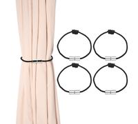sourcing map 2Pcs Magnetic Curtain Tiebacks, Elegant Weave Curtain Tie Backs Decorative Window Treatment Holdbacks with Matte Magnetic Clasp for Home Bedroom Living Room Office, Khaki