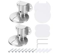sourcing map 2Pcs Magnetic Door Stopper, Silent Magnetic Floor Door Stop, Adjustable Floor Door Catch with Adhesive Tape and Screws Shock Absorbing for Bedroom Office Bathroom, Silver