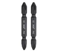 sourcing map 2pcs Magnetic Double Ended Screwdriver Bit 6.35mm PH2 2.56" Length 1/4" Hex Shank S2 Steel Two Sided Phillips Cross Screw Driver Bit, Black