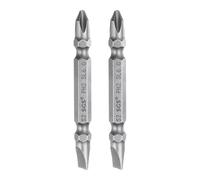 sourcing map 2pcs Magnetic Double Ended Screwdriver Bit 6mm PH2/SL6 2.56" Length 1/4" Hex Shank S2 Steel Phillips Cross Slotted Flat Screw Driver Bit