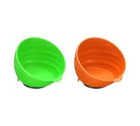 sourcing map 2pcs Magnetic Nut Cup Set 6" Cup Diameter Magnetic Parts Tray Holder ABS Plastic Parts Organizer Kit for Holding Socket Screw Nuts Bolts Pin Washers Metal Parts, Orange/Green