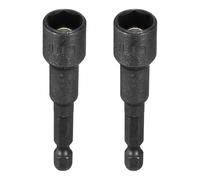 sourcing map 2pcs Magnetic Nut Driver 10mm Hex Drive Socket CR-V Steel Power Screw Drill Bits Socket Wrench Tools with 1/4" Quick Change Hex Shank for Power Drills Impact Drivers, Black