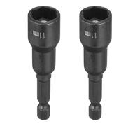 sourcing map 2pcs Magnetic Nut Driver 11mm Hex Drive Socket CR-V Steel Power Screw Drill Bits Socket Wrench Tools with 1/4" Quick Change Hex Shank for Power Drills Impact Drivers, Black