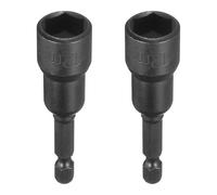 sourcing map 2pcs Magnetic Nut Driver 12mm Hex Drive Socket CR-V Steel Power Screw Drill Bits Socket Wrench Tools with 1/4" Quick Change Hex Shank for Power Drills Impact Drivers, Black