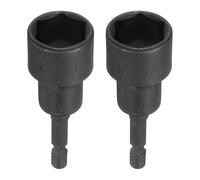 sourcing map 2pcs Magnetic Nut Driver 17mm Hex Drive Socket CR-V Steel Power Screw Drill Bits Socket Wrench Tools with 1/4" Quick Change Hex Shank for Power Drills Impact Drivers, Black