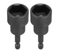 sourcing map 2pcs Magnetic Nut Driver 19mm Hex Drive Socket CR-V Steel Power Screw Drill Bits Socket Wrench Tools with 1/4" Quick Change Hex Shank for Power Drills Impact Drivers, Black