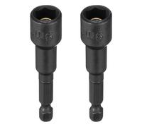 sourcing map 2pcs Magnetic Nut Driver 9mm Hex Drive Socket CR-V Steel Power Screw Drill Bits Socket Wrench Tools with 1/4" Quick Change Hex Shank for Power Drills Impact Drivers, Black