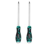 sourcing map 2Pcs Magnetic Phillips Screwdriver PH3 x 200mm S2 Steel Go-Thru Cross Screwdrivers with Striking Cap for Industry and Automobile Repair