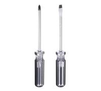 sourcing map 2pcs Magnetic Phillips Slotted Screwdriver 6x100mm Rod PH2 Cross Head 6.5mm Flat Head Screw Driver with Non-Slip Handle for Appliances Repair Improvement, Black