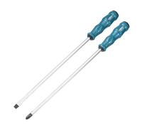 sourcing map 2pcs Magnetic Slotted Phillips Screwdriver Set SL8/PH3 x 300mm CR-V Steel Go-Thru Flat Cross Head Screwdrivers with Cushion Handle, Striking Cap for Industry and Automobile Repair