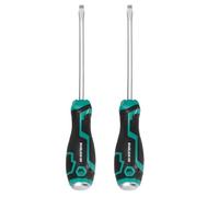 sourcing map 2Pcs Magnetic Slotted Screwdriver SL6 x 150mm S2 Steel | Go-thru Flat Screwdrivers with Striking Cap for Industry and Automobile Repair