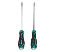 sourcing map 2Pcs Magnetic Slotted Screwdriver SL8 x 200mm S2 Steel Go-Thru Flat Screwdrivers with Striking Cap for Industry and Automobile Repair