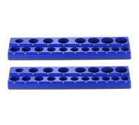 sourcing map 2pcs Magnetic Socket Organizer 1/2" Drive Metric Socket Holder Tray Socket Storage Rack Holds 38 Standard and Deep Size Sockets, Blue