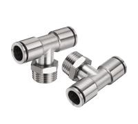sourcing map 2pcs Male Branch Tee 12mm Tube ID x 1/2" PT Thread Push to Connect Fittings Pneumatic Tube Pipe Fitting for Air Water System