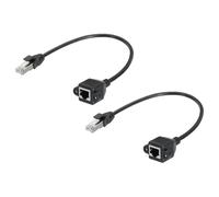 sourcing map 2Pcs Male to Female 5e Network Cable Extension Wire M3 20CM Length Waterproof for Home Office Networks with Ears