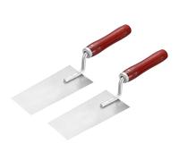 sourcing map 2Pcs Masonry Hand Tool, 18.5 x 6.5/8.5 cm Carbon Steel Pointing Trowel Gauging Trowel with 15cm Wooden Grip for Concrete Cement Plaster Mortar Stucco Tile, White