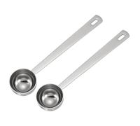 sourcing map 2Pcs Measuring Spoon, 10ml Long Handle Table Scoop Teaspoon Coffee Scoop Spoon for Ground Coffee Tea Sugar Cooking Baking, Silver