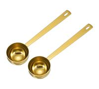sourcing map 2Pcs Measuring Spoon, 30ml Long Handle Table Scoop Teaspoon Coffee Scoop Spoon for Ground Coffee Tea Sugar Cooking Baking, Gold