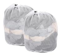 sourcing map 2Pcs Mesh Laundry Bag, 19.7x15.7" Large Drawstring Net Laundry Bag Thin Mesh for Washing Machine for College, Dorm, Travel, Family and Apartment Residents, White