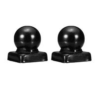 sourcing map 2Pcs Metal Ball Post Cap, 32mm / 1.26 inch Round Fence Post Cap with Ball Top, Decorative Iron Pipe Caps for Square Posts, Handrail Guardrail, Deck Railing, Gate, Mailbox, Black