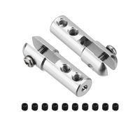 sourcing map 2Pcs Metal Clevis M2 Thread Aluminum Alloy Clevis Servo Horn Tie Rod Chuck Connector with Screws for RC Airplane Car Helicopter Model Replacements,Silver