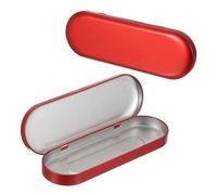 sourcing map 2pcs Metal Hinged Tins Box, 6.9x2.4x0.7 Inch Rectangular Empty Tin Box Portable Pencil Containers for Pen Makeup Brushes Home Organizers, Red