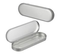 sourcing map 2pcs Metal Hinged Tins Box, 6.9x2.4x0.7 Inch Rectangular Empty Tin Box Portable Pencil Containers for Pen Makeup Brushes Home Organizers, Silver