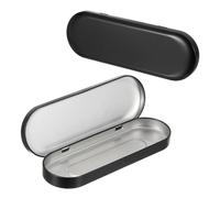 sourcing map 2pcs Metal Hinged Tins Box, 6.9x2.4x0.7 Inch Rectangular Empty Tin Box Portable Pencil Containers for Pen Makeup Brushes Home Organizers, Black