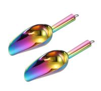 sourcing map 2pcs Metal Ice Scoop, 8.3 Inch Stainless Steel Ice Scooper for Kitchen Party Bar Wedding Use, Rainbow