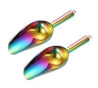 sourcing map 2pcs Metal Ice Scoop, 9.8" x 3.5"Stainless Steel Ice Scooper for Kitchen Party Bar Wedding Use, Rainbow