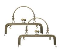 sourcing map 2Pcs Metal Purse Frame, 18cm/7.1" Retro Square Kiss Lock Clasp Frame Embossed for Purse Making, Handled Bag, Frame Hardware Replacements (Bronze)