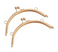 sourcing map 2Pcs Metal Purse Frame, 8.07" Kiss Lock Clasp Frame Retro Arch Embossed Clutch Frame for Coin Purse Handbag Making DIY Craft, Light Gold