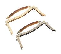 sourcing map 2Pcs Metal Purse Frame, 8.27" Kiss Lock Clasp Frame Retro Rectangular Embossed Clutch Frame with Handle for Coin Purse Handbag Making DIY Craft, Light Gold/Bronze