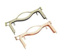 sourcing map 2Pcs Metal Purse Frames, 8.27" Kiss Lock Clasp Frame Retro Rectangular Embossed Clutch Frame with Rubber Handle for Coin Purse Handbag Making DIY Craft, Bronze/Light Gold