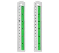 sourcing map 2pcs Metal Straight Ruler 15cm Metric SAE Aluminum Alloy Measuring Rulers Scale Tool with Hole for Measure Study Reading Classroom Office, Green