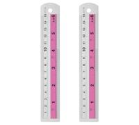sourcing map 2pcs Metal Straight Ruler 15cm Metric SAE Aluminum Alloy Measuring Rulers Scale Tools with Hole for Measure Study Reading Classroom Office, Pink