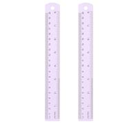 sourcing map 2pcs Metal Straight Ruler 20cm Metric SAE Aluminum Alloy Measuring Rulers Scale Tool with Hole for Measure Study Reading Classroom Office, Purple