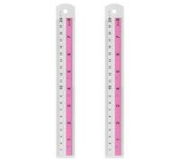 sourcing map 2pcs Metal Straight Ruler 20cm Metric SAE Aluminum Alloy Measuring Rulers Scale Tools with Hole for Measure Study Reading Classroom Office, Pink