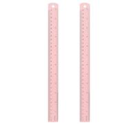 sourcing map 2pcs Metal Straight Ruler 30cm Metric & SAE Aluminum Alloy Measuring Rulers Scale Tool with Hole for Measure Study Reading Classroom Office, Pink