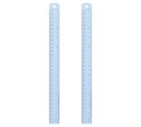 sourcing map 2pcs Metal Straight Ruler 30cm Metric SAE Aluminum Alloy Measuring Rulers Scale Tool with Hole for Measure Study Reading Classroom Office, Light Blue