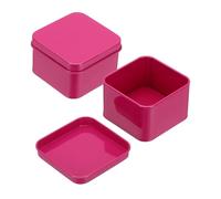 sourcing map 2Pcs Metal Tin Box, 2.4x1.5 Square Empty Tinplate Containers with Lid Portable Storage Box Candy Jars for Valentine's Day, Candle Jewelry Craft Storage Home Organizer, Rose Red