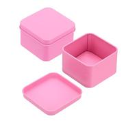 sourcing map 2Pcs Metal Tin Box, 2.4x1.5 Square Empty Tinplate Containers with Lid Portable Storage Box Candy Jars for Valentine's Day, Candle Jewelry Craft Storage Home Organizer, Pink