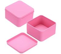 sourcing map 2Pcs Metal Tin Box, 3.1x1.8 Square Empty Tinplate Containers with Lid Portable Storage Box Candy Jars for Valentine's Day, Candle Jewelry Craft Storage Home Organizer, Pink