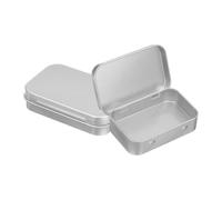 sourcing map 2pcs Metal Tin Box, 3.7x2.4x0.8 Mini Portable Rectangular Empty Tinplate Small Storage Container Airtight Tins with Lids for Candy Favors Crafts Christmas Gifts, Silver