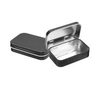 sourcing map 2pcs Metal Tin Box, 3.7x2.4x0.8 Mini Portable Rectangular Empty Tinplate Small Storage Container Airtight Tins with Lids for Candy Favors Crafts Christmas Gifts, Black