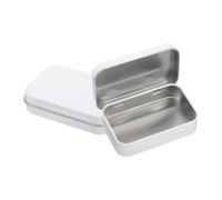 sourcing map 2pcs Metal Tin Box, 3.7x2.4x0.8 Mini Portable Rectangular Empty Tinplate Small Storage Container Airtight Tins with Lids for Candy Favors Crafts Christmas Gifts, White